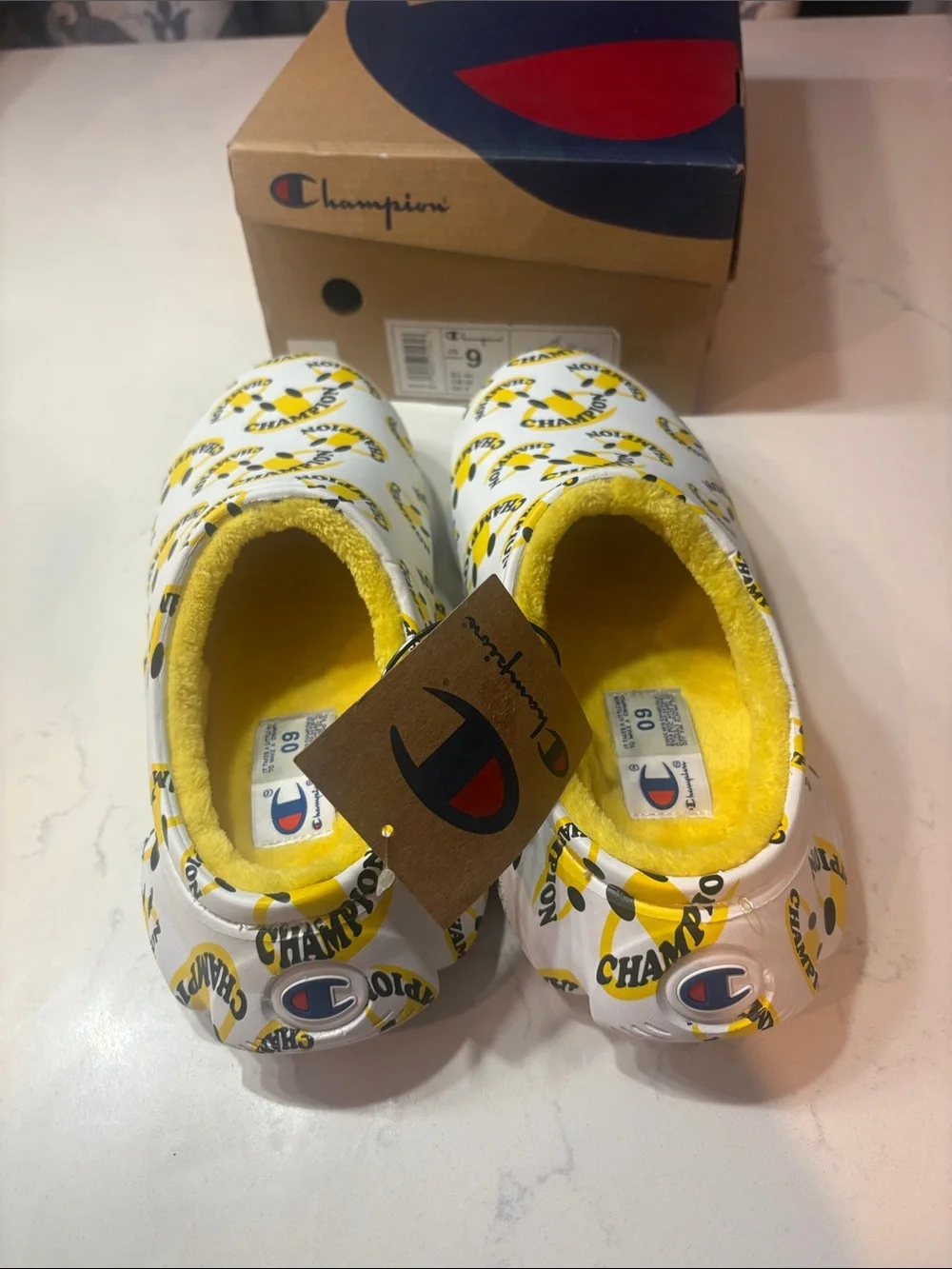 Champion Men White Slip-On Shoes with Yellow Accent